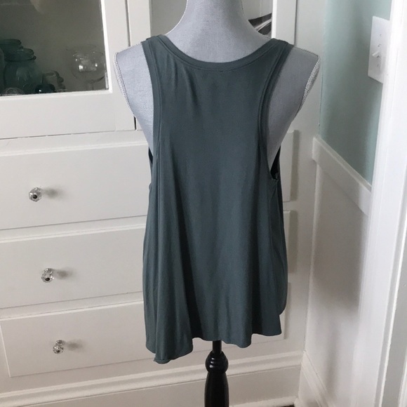 Rare Lilla P dusty Sage blue green asymmetrical tank top L NWOT made in Peru - Picture 3 of 6